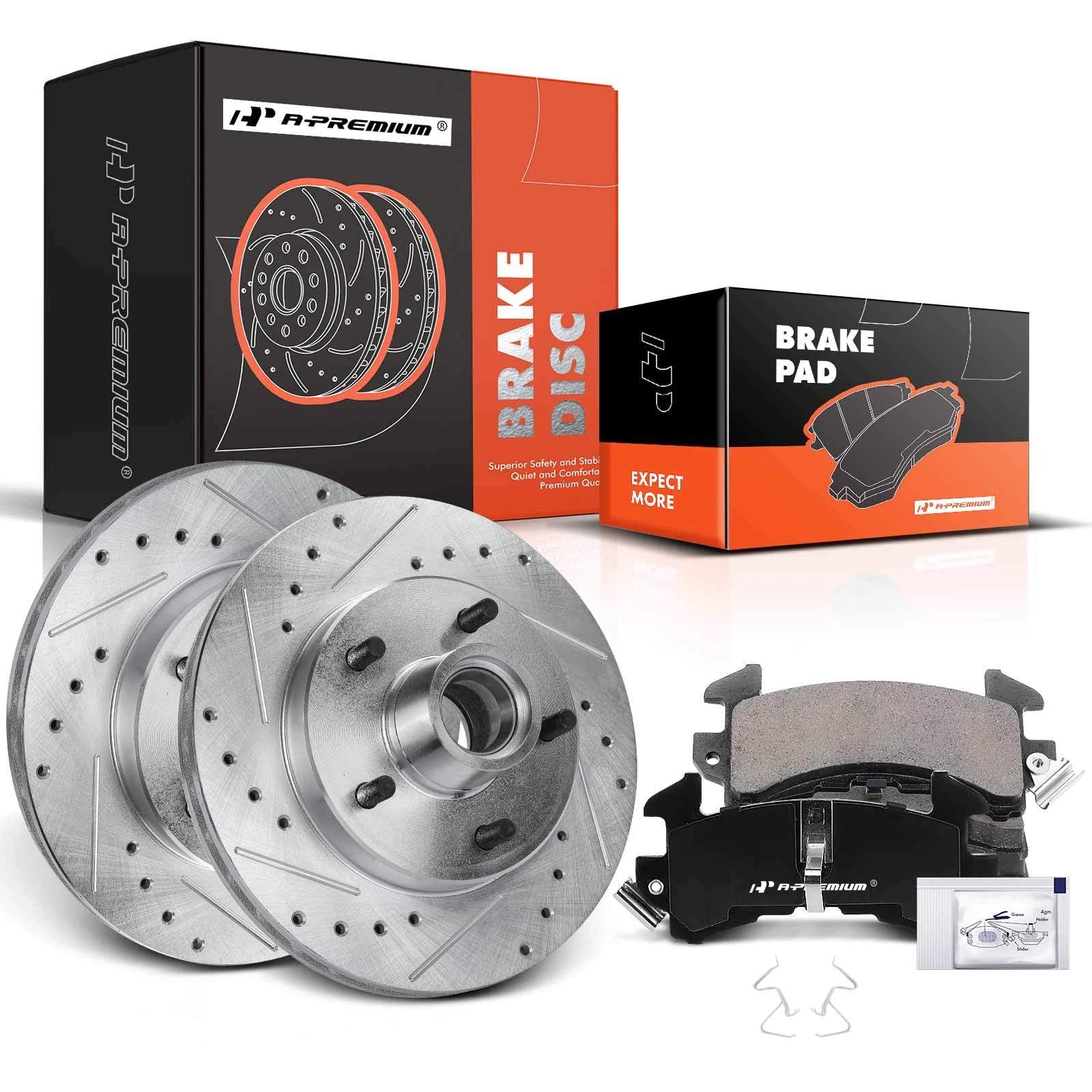 Front Drilled Brake Rotors & Ceramic Pads for Chevrolet Malibu, Camaro (2014–2015)