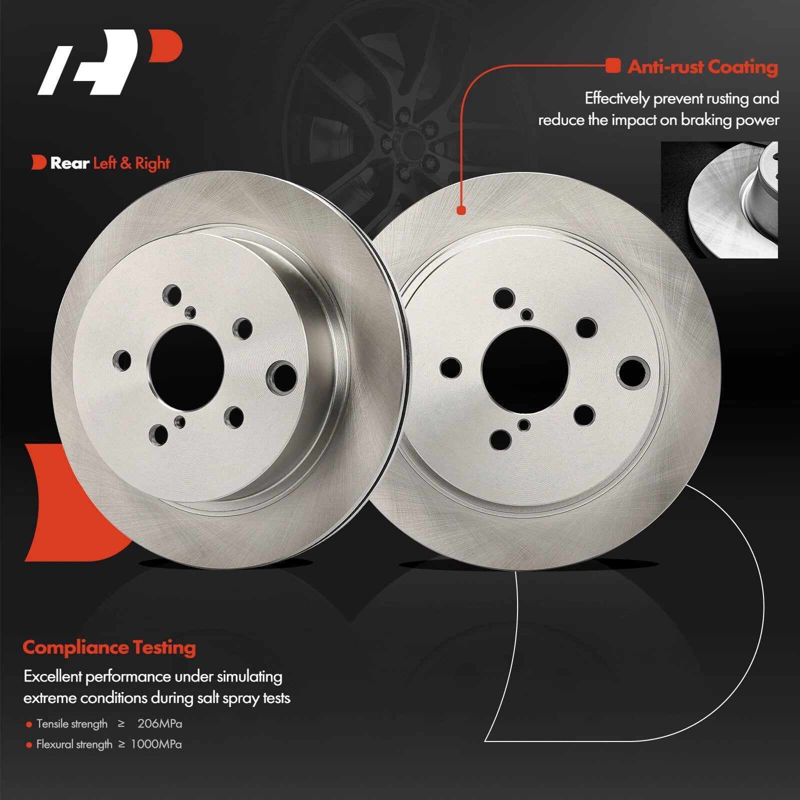 Rear Disc Brake Rotors & Ceramic Pads for Subaru Forester (2014-2018)