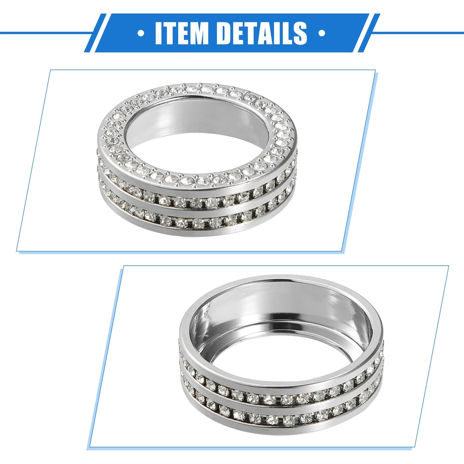 3 Pcs AC Climate Control Knob Ring for Honda Accord (2018–2022) Silver