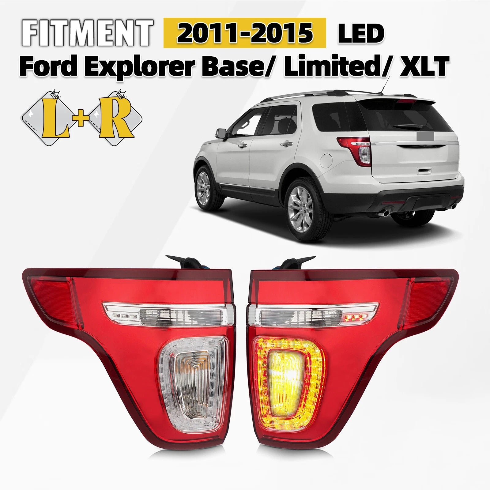 LED Tail Lights for Ford Explorer (2011–2015) Left + Right Pair