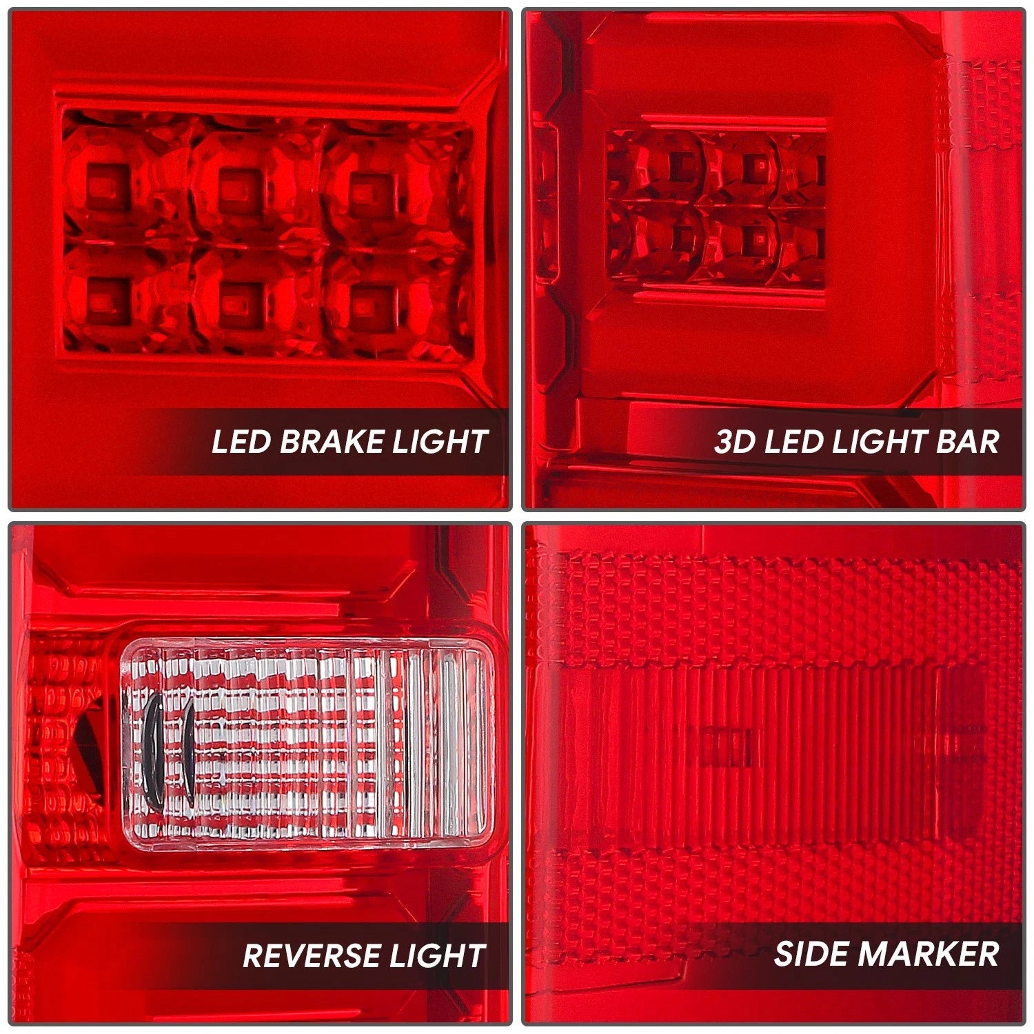 Set of 2 LED C-Tube Bar Tail Brake Light Lamps for Silverado Sierra 1500 (2014–2019)