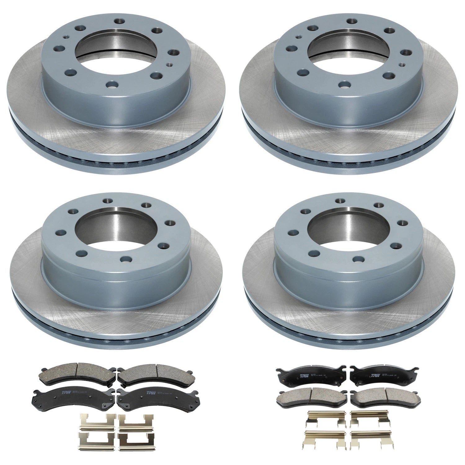 Set of 2 DuraGo Disc Brake Rotors & TRW Ceramic Pads for Sierra 2500 HD (2007–2019)