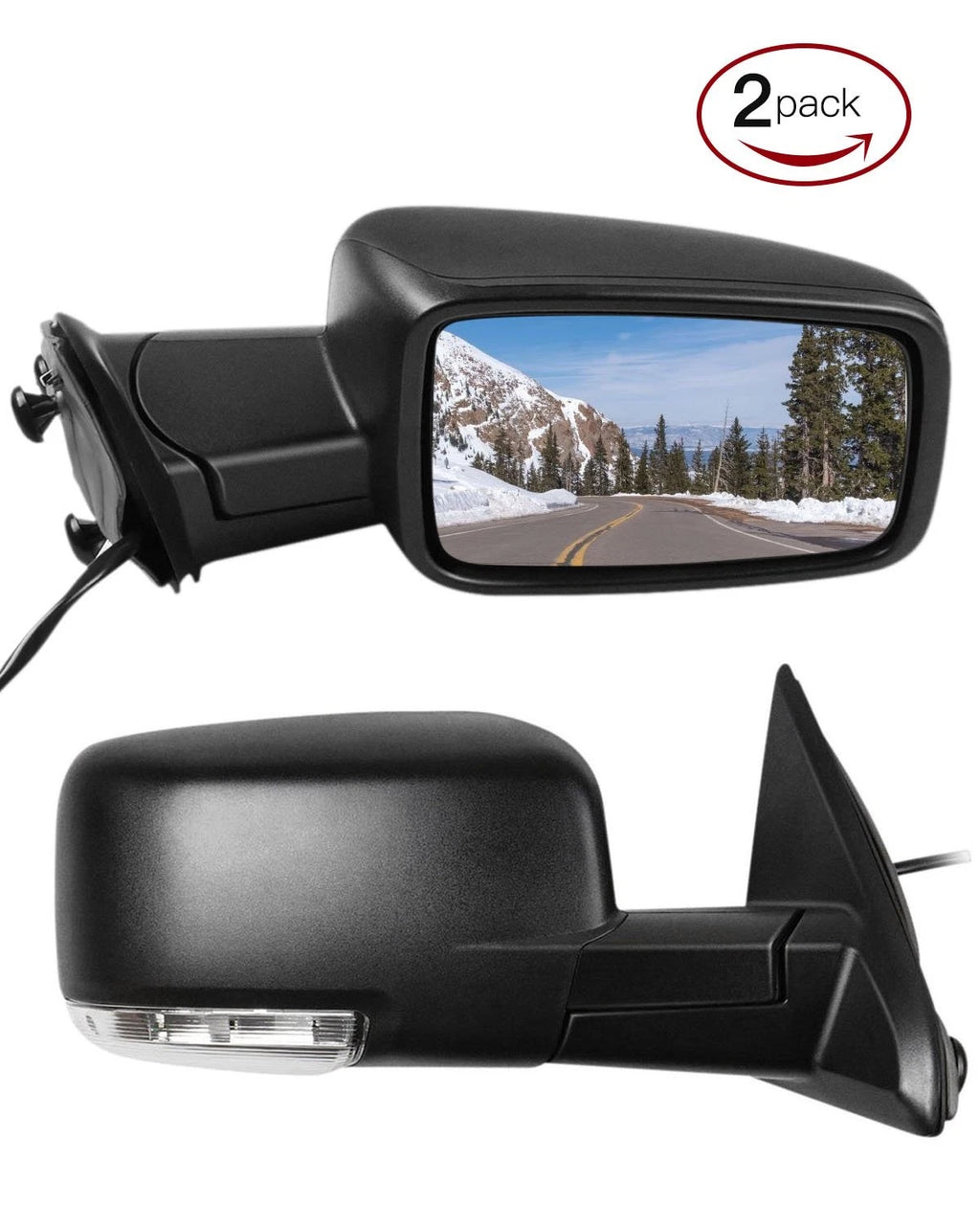 Pair Power Heated Mirrors with Puddle Light Signal for Dodge Ram 1500 (2009–2017)