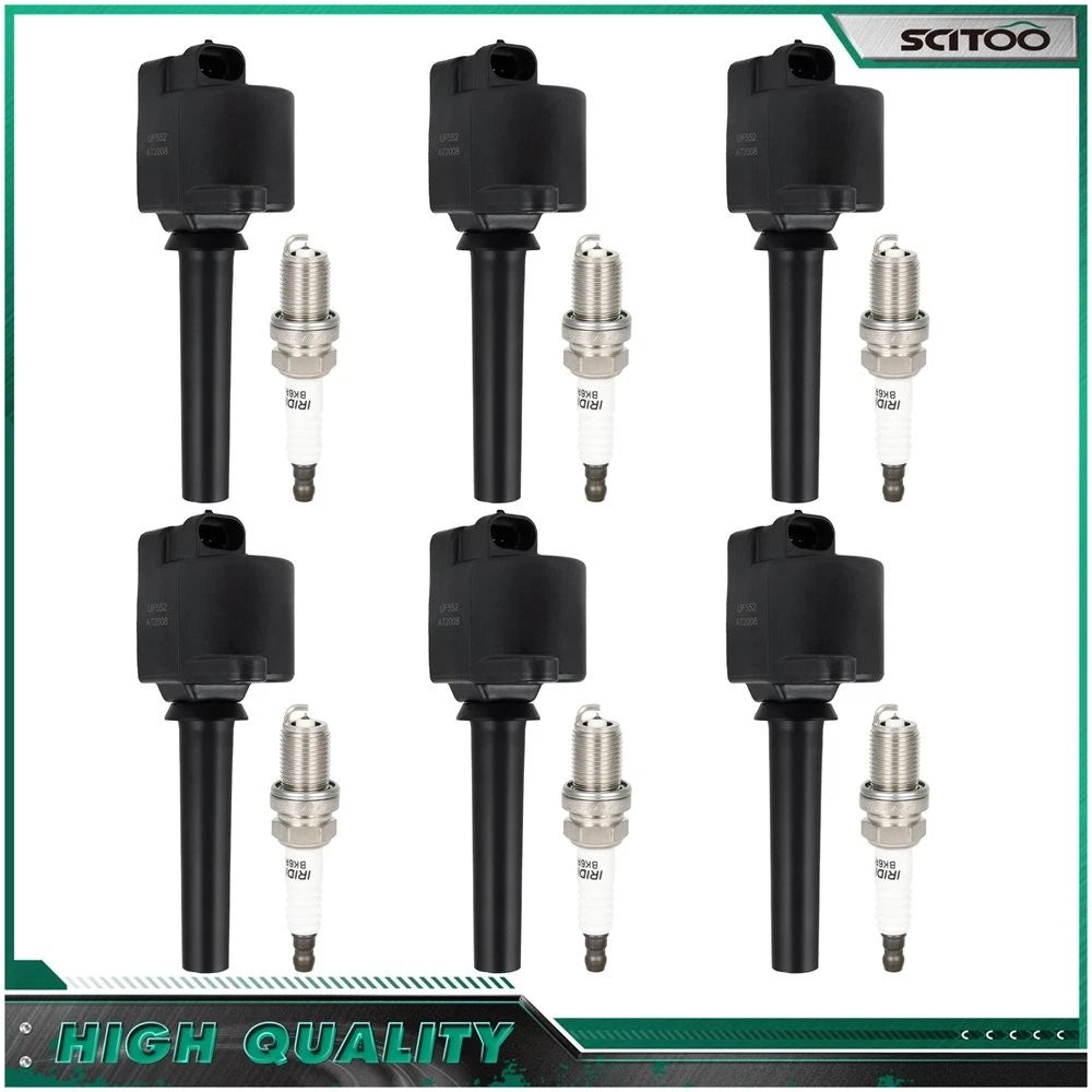 Set of 6 Ignition Coils & Spark Plugs for Chevrolet Epica 2.5L (2004–2006) UF552