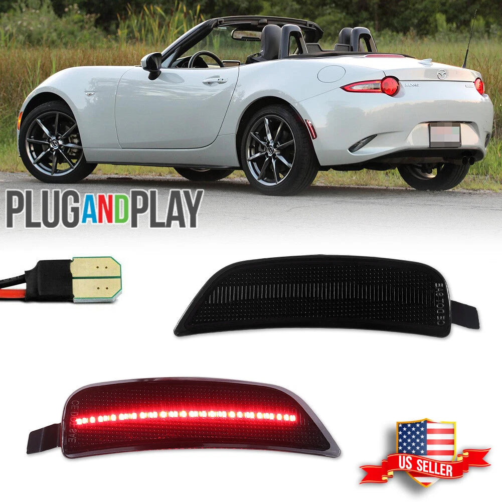 Set of 2 Smoke Red LED Rear Side Marker Lights for Mazda MX-5 Miata Fiat 124 Spider (2016–2023)