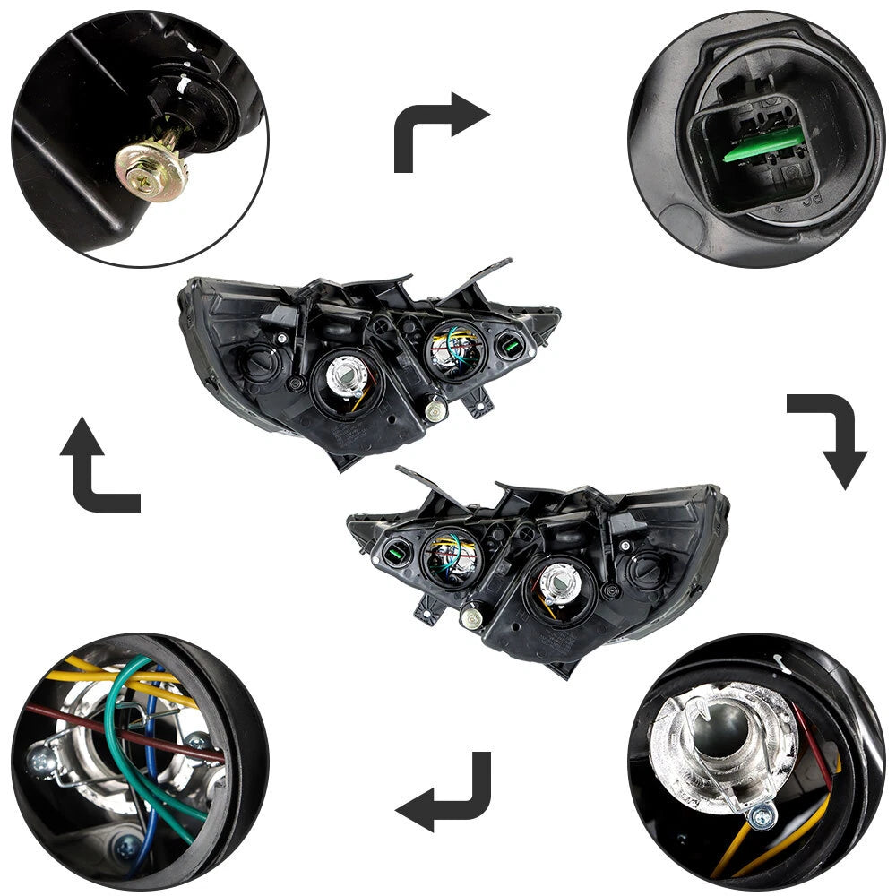 Set of 2 Headlight Assemblies for Hyundai Sonata (2011–2014) Halogen