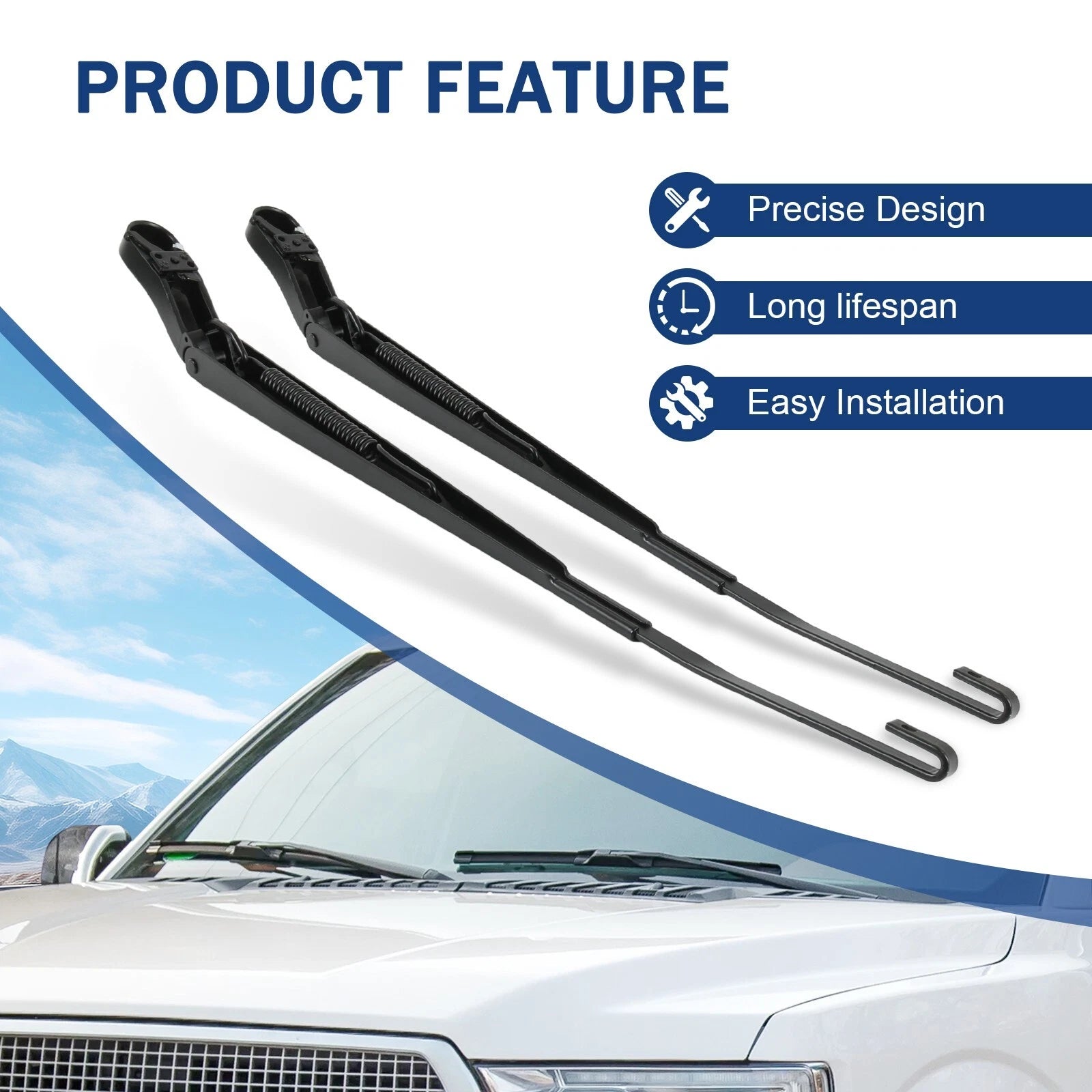 Pair Front Windshield Wiper Arms for Ford F150 Expedition Super Duty (2015–2023)