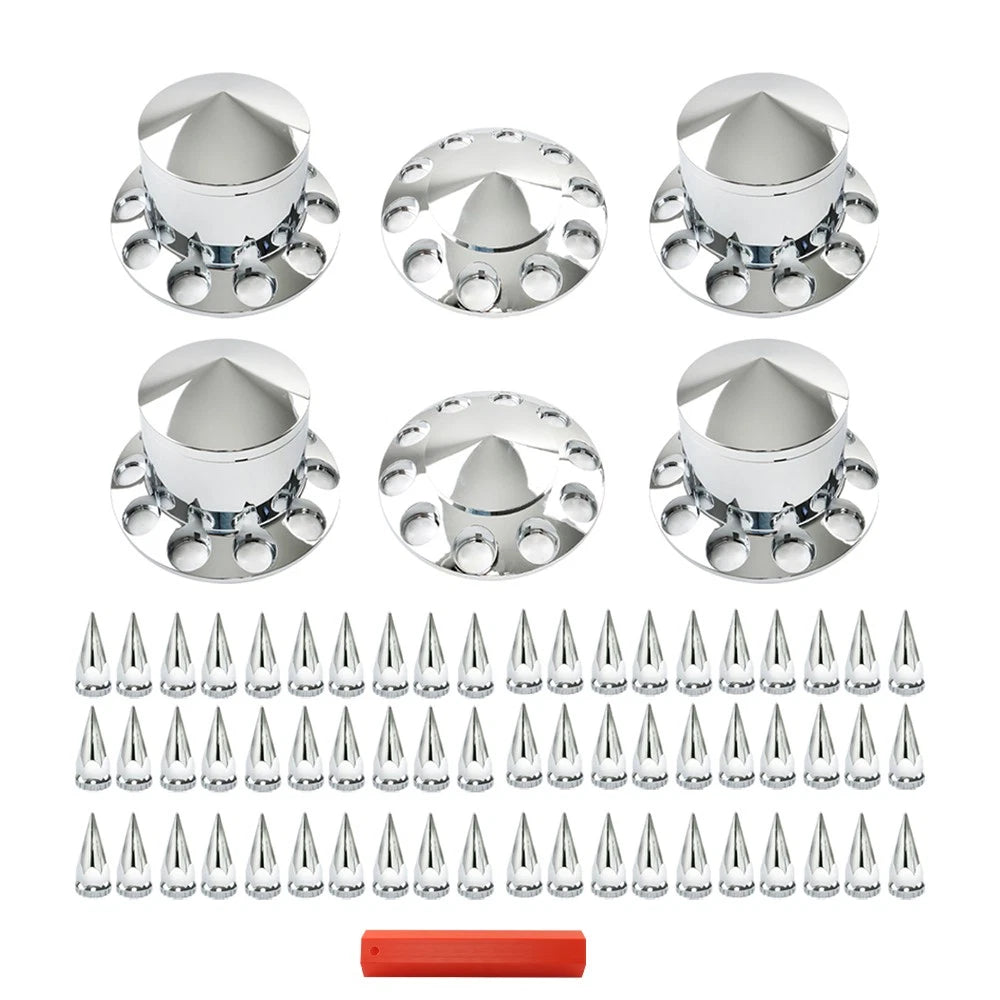 Chrome Hub Cover Kit for Semi Truck (Fits 33mm Axle)