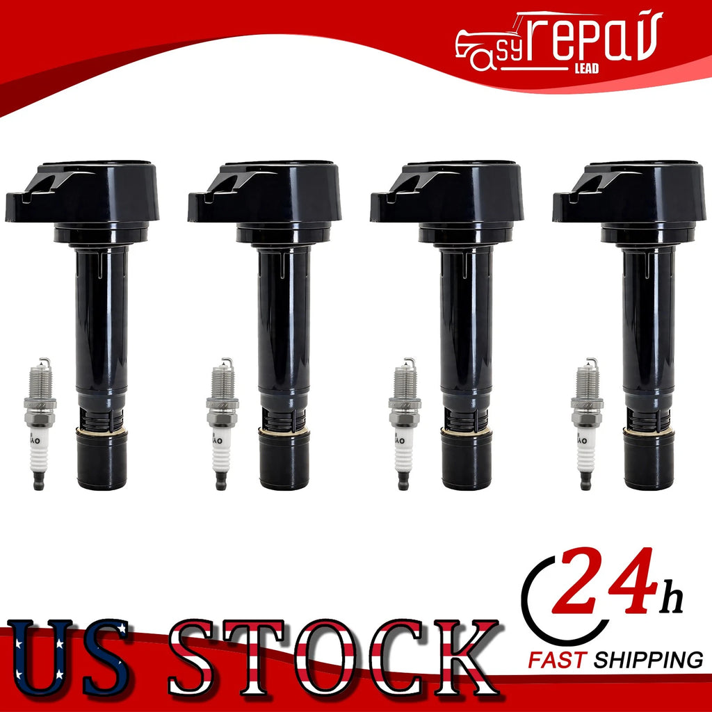Set of 4 Ignition Coils & Spark Plugs for Honda Civic (2006–2011) UF582