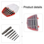 6-Pc Spiral Screw Extractor Kit for Removing Stuck Broken Screws/Bolts