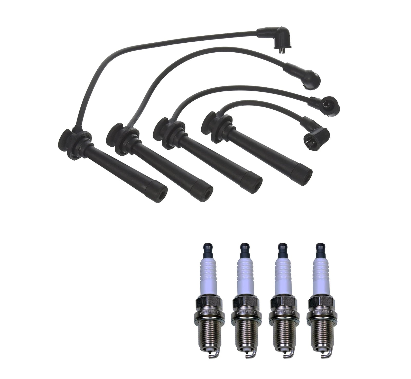 Denso Wire Set & 4 Double Platinum Spark Plugs for Kia Rio (2012–2017)
