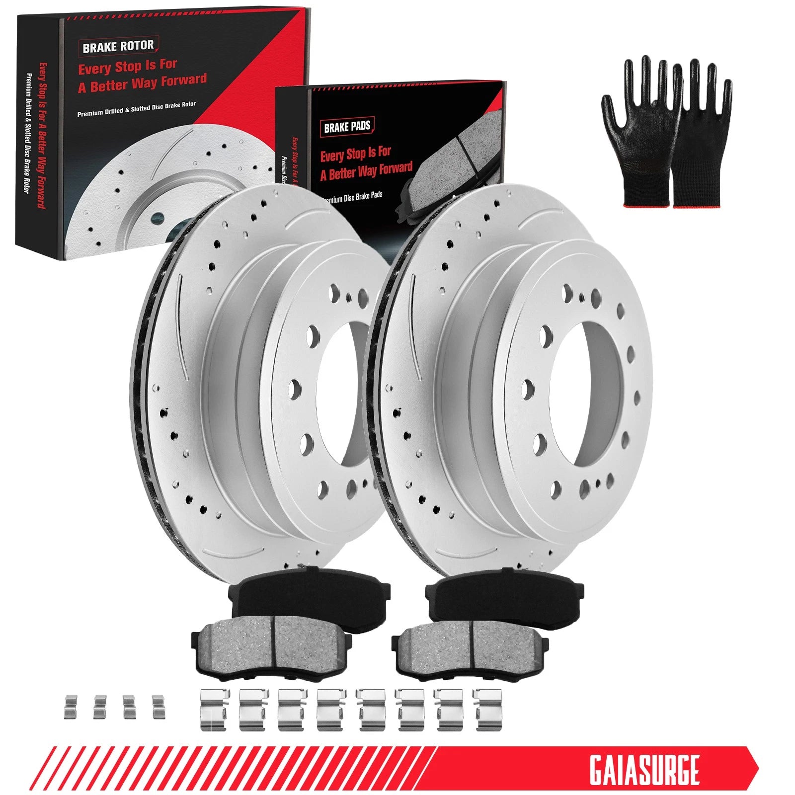 Rear Drilled Disc Rotors Brake Pad Kit for Toyota 4Runner FJ Cruiser (2003–2021)