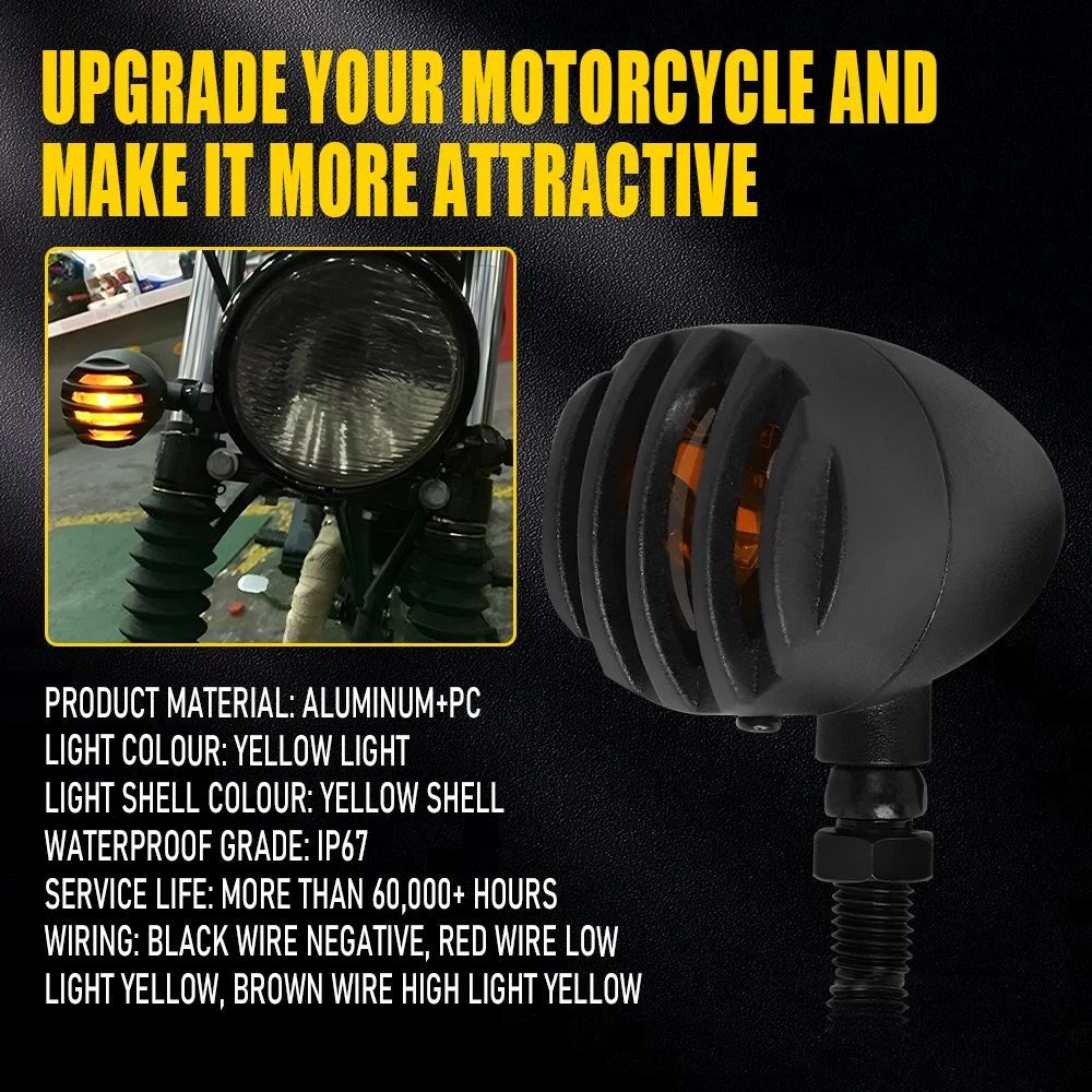 2X Amber Halogen Turn Signal Lights for Universal Motorcycle (All Years)