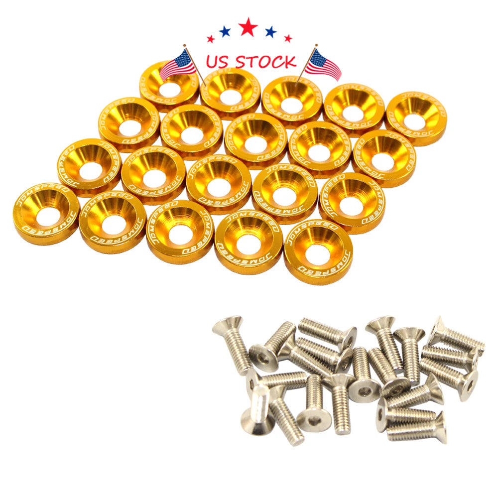 20pcs Billet Aluminum Fender Bumper Washer Bolt Dress Up Kit for Universal