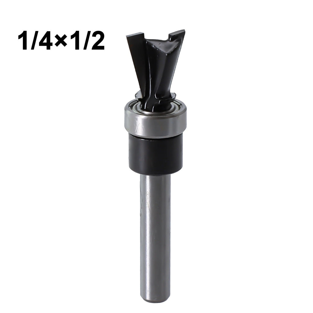 Set of 4 Shank Carbide Dovetail Router Bits with Bottom Bearing