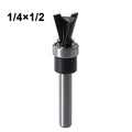 Set of 4 Shank Carbide Dovetail Router Bits with Bottom Bearing