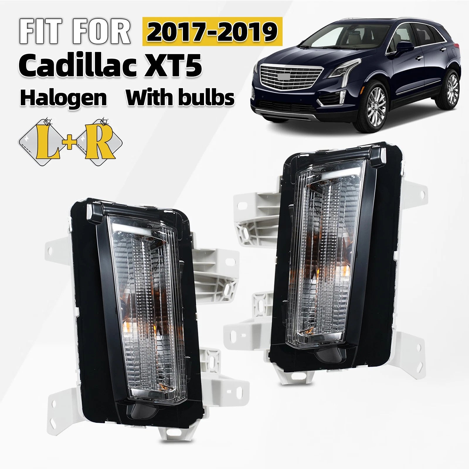 Set of 2 Halogen Front Parking Signal Fog Lights for Cadillac XT5 (2017–2019)