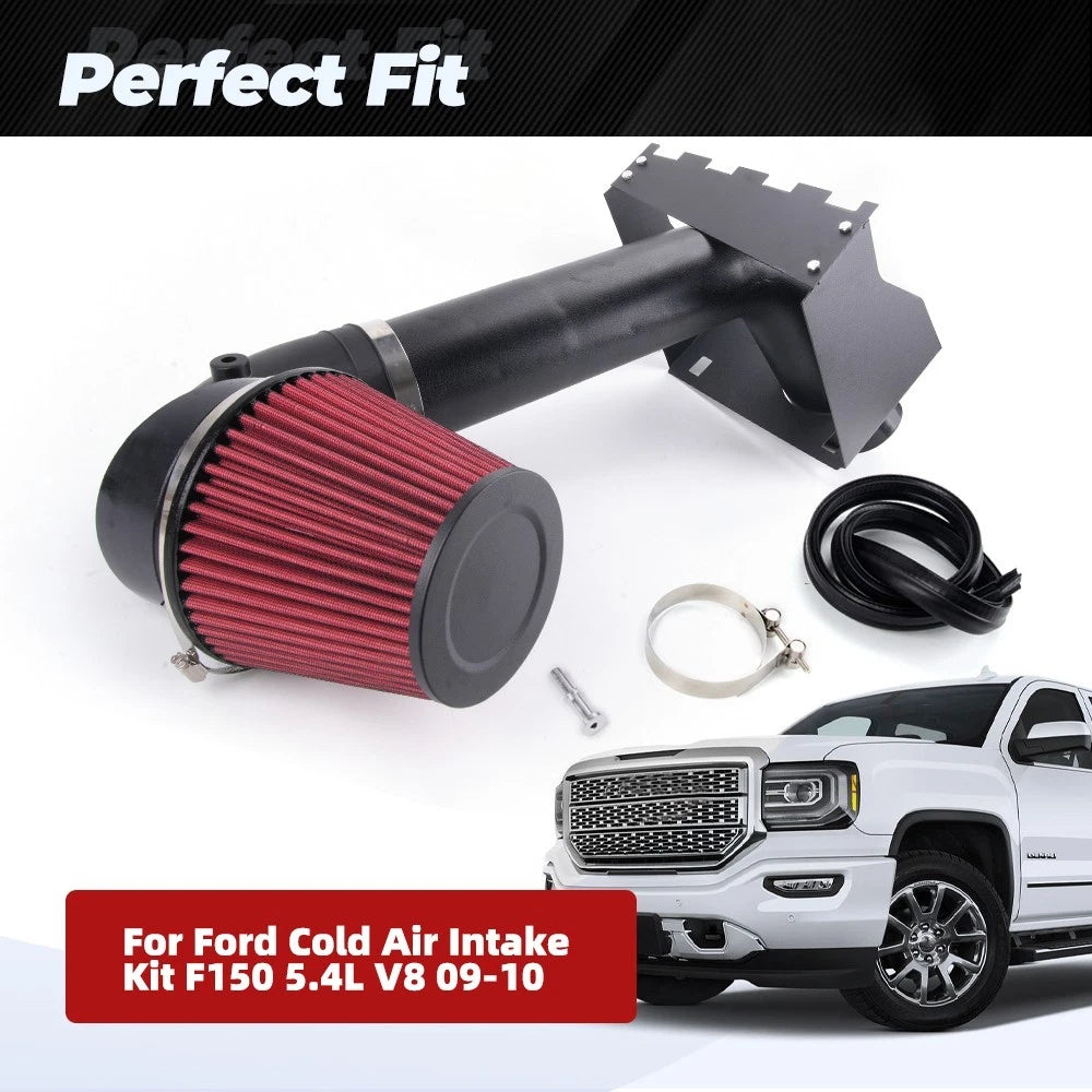 Cold Air Intake System with Heat Shield & Red Filter for Ford F150 (2009–2010)