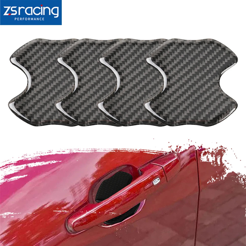 Set of 4 Carbon Fiber Door Handle Protector Film for Universal Vehicles