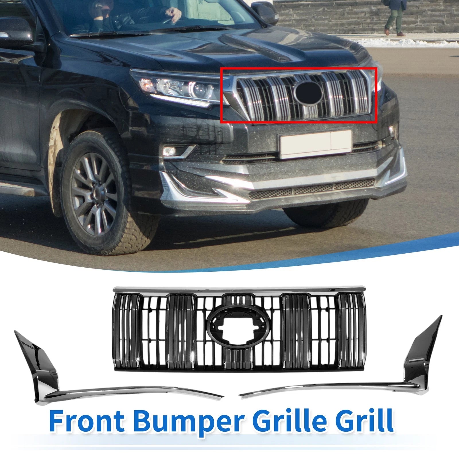 Front Upper Bumper Grille for Toyota Land Cruiser Prado 150 (2017–2020)