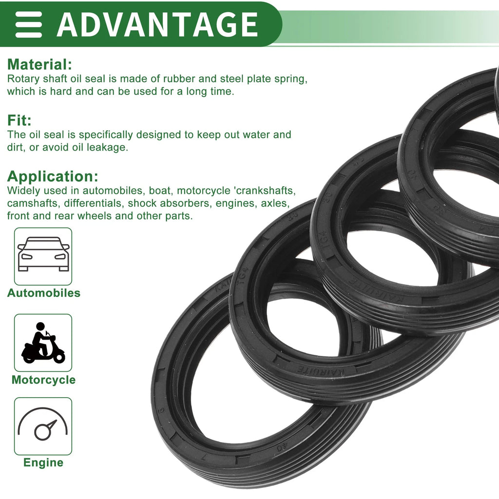 Set of 5 Oil Seal TG4 Lip Seal Ring NBR Rubber 30x40x7mm