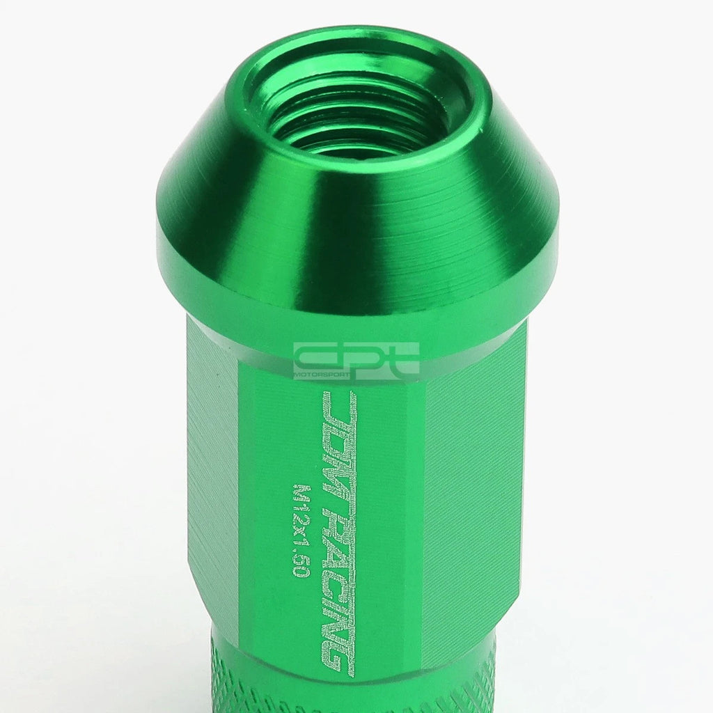 20x Open End M12x1.5 50mm Tall Green Aluminum Lug Nuts + Adapter