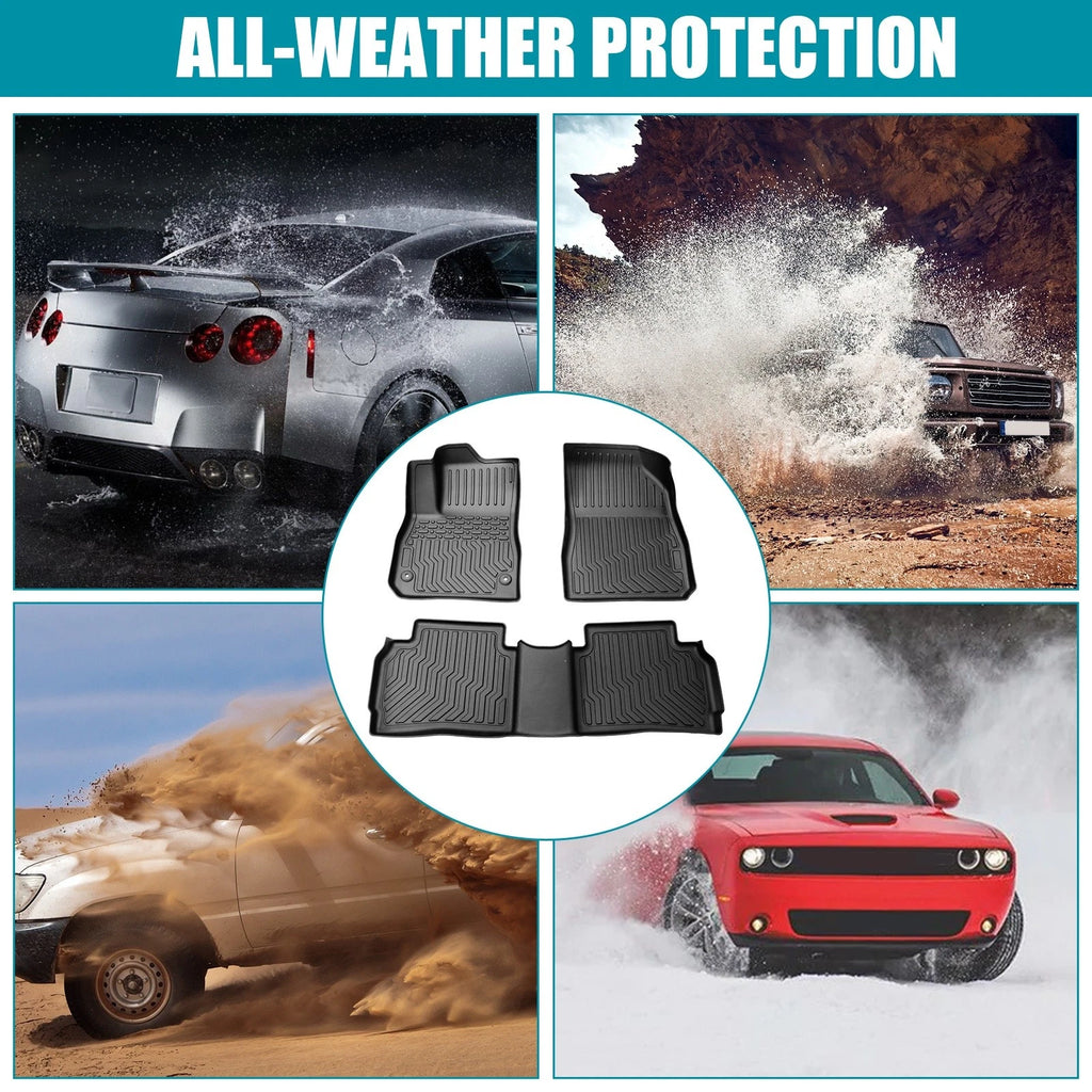 Set of 3 TPE Rubber All Weather Floor Mats for Chevy Malibu (2016–2023)