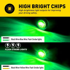 10 Pcs 3/4 Inch Green Dual Function Marker Lights Waterproof Strobe Steady