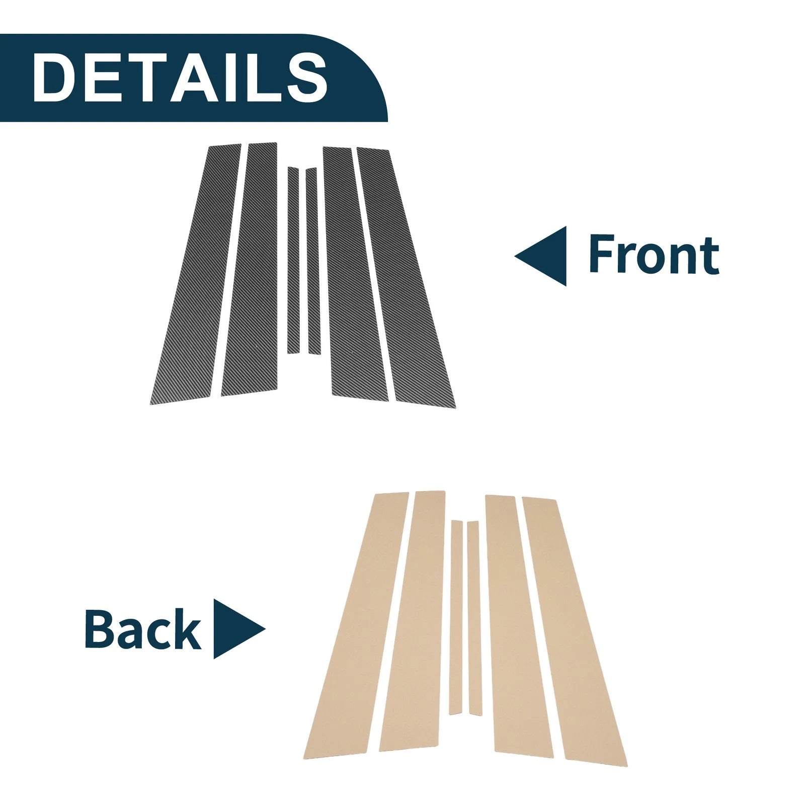 6 Pcs Door Pillar Window Trim for Honda Accord (2008–2012) Carbon Fiber