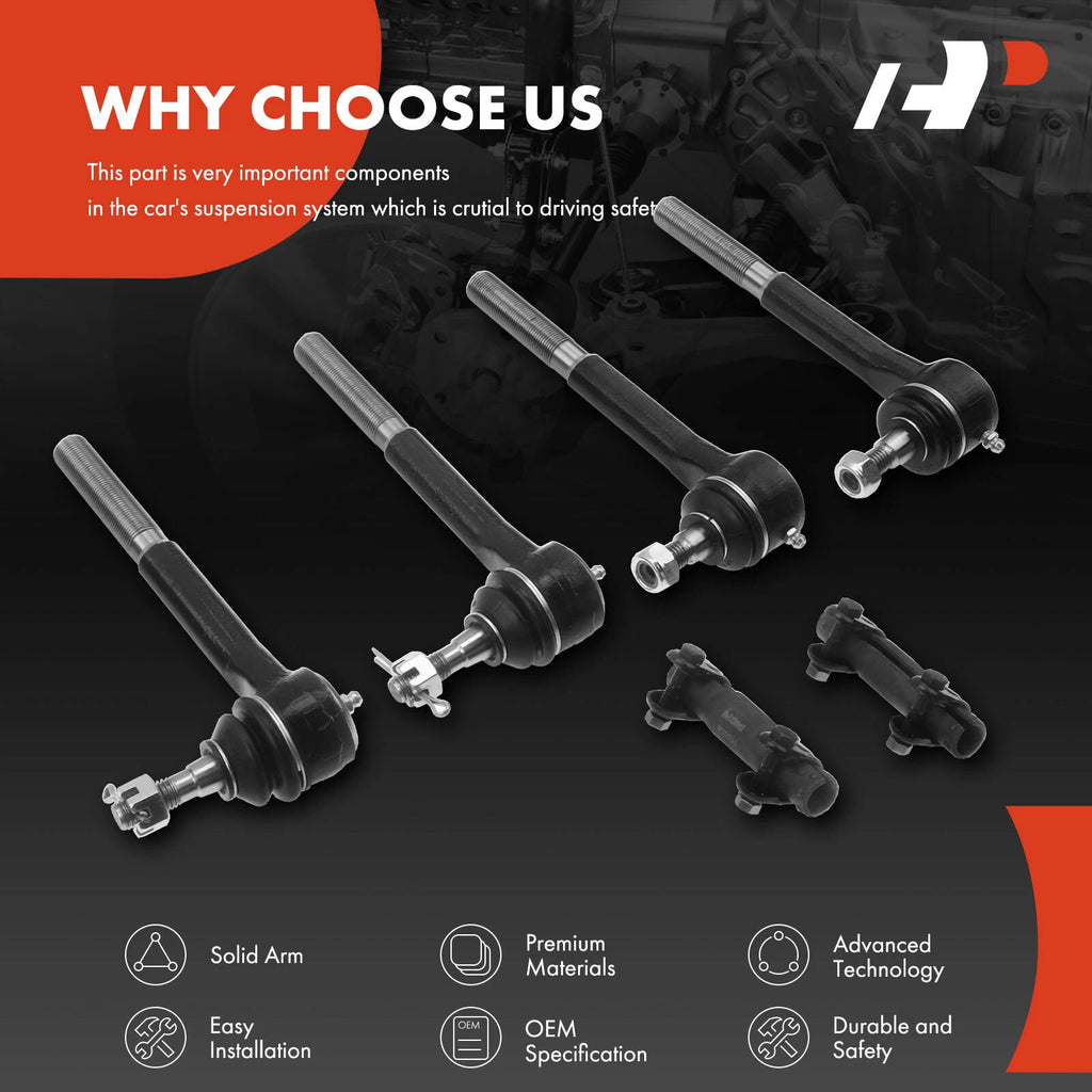 Set of 6 Inner Outer Tie Rods for Chevy Tahoe Blazer GMC Yukon (1995–2006)