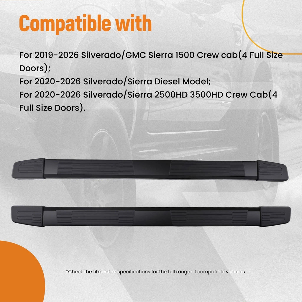 6" Nerf Bar for Chevrolet Silverado GMC Sierra Crew Cab (2019–2026) Aluminum