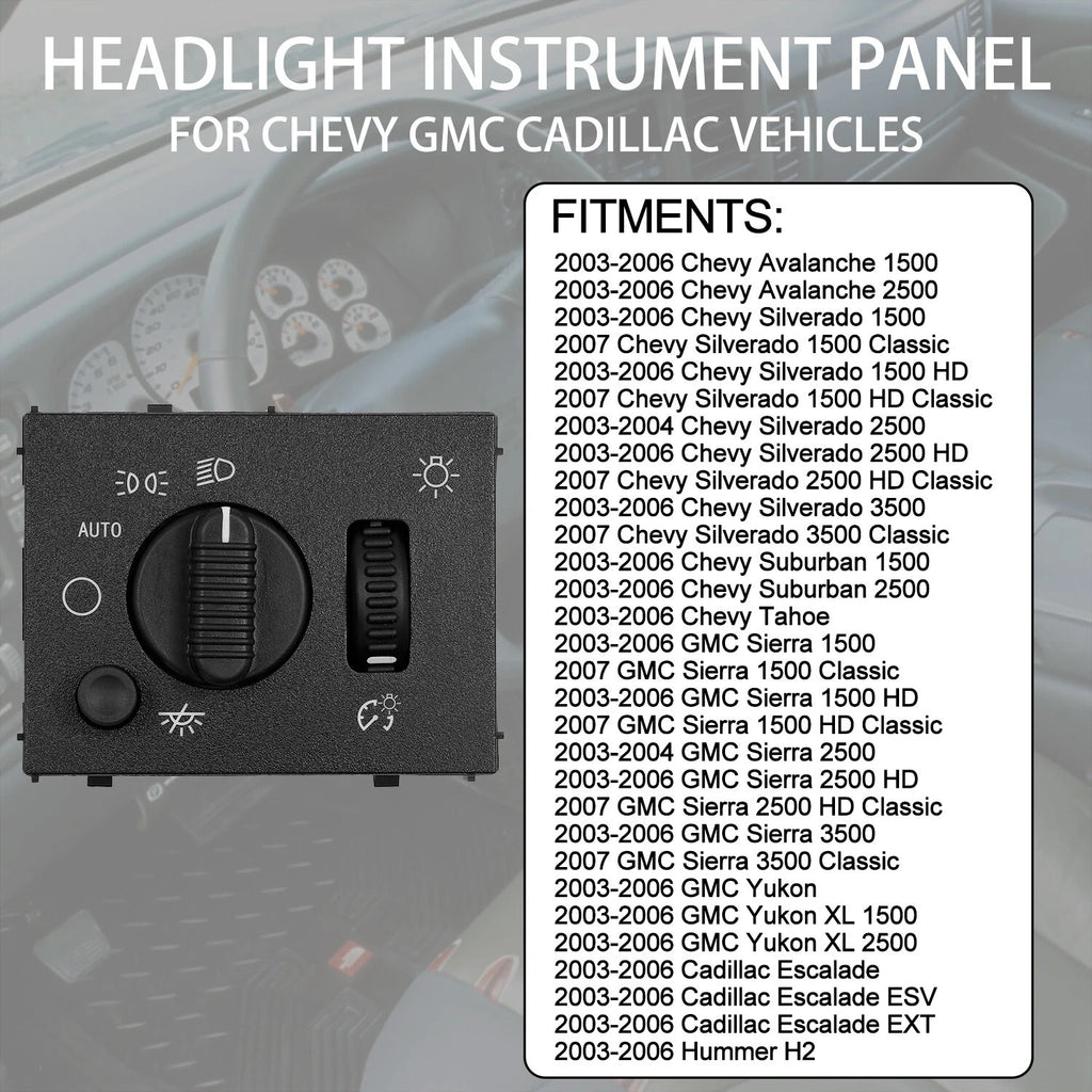 Headlight Dimmer Switch for Chevy Silverado GMC Sierra Yukon (2003–2007)