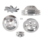 2 Groove Long Water Pump Crank Pulley Kit for Small Block Chevy SBC (283-400)