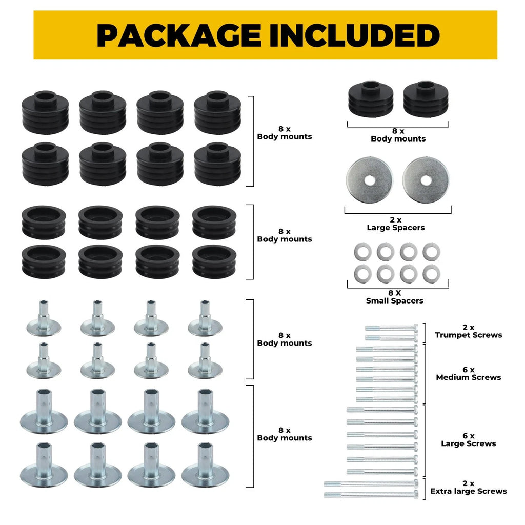 Body Cab Mount Bushings Kit for Ford F250 F350 Super Duty (1999–2007) KF04058BK