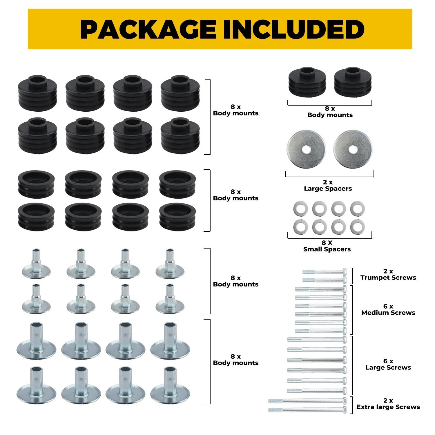 Body Cab Mount Bushings Kit for Ford F250 F350 Super Duty (1999–2007) KF04058BK
