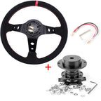 14" Racing Suede Leather Steering Wheel for Universal Vehicles (350mm)