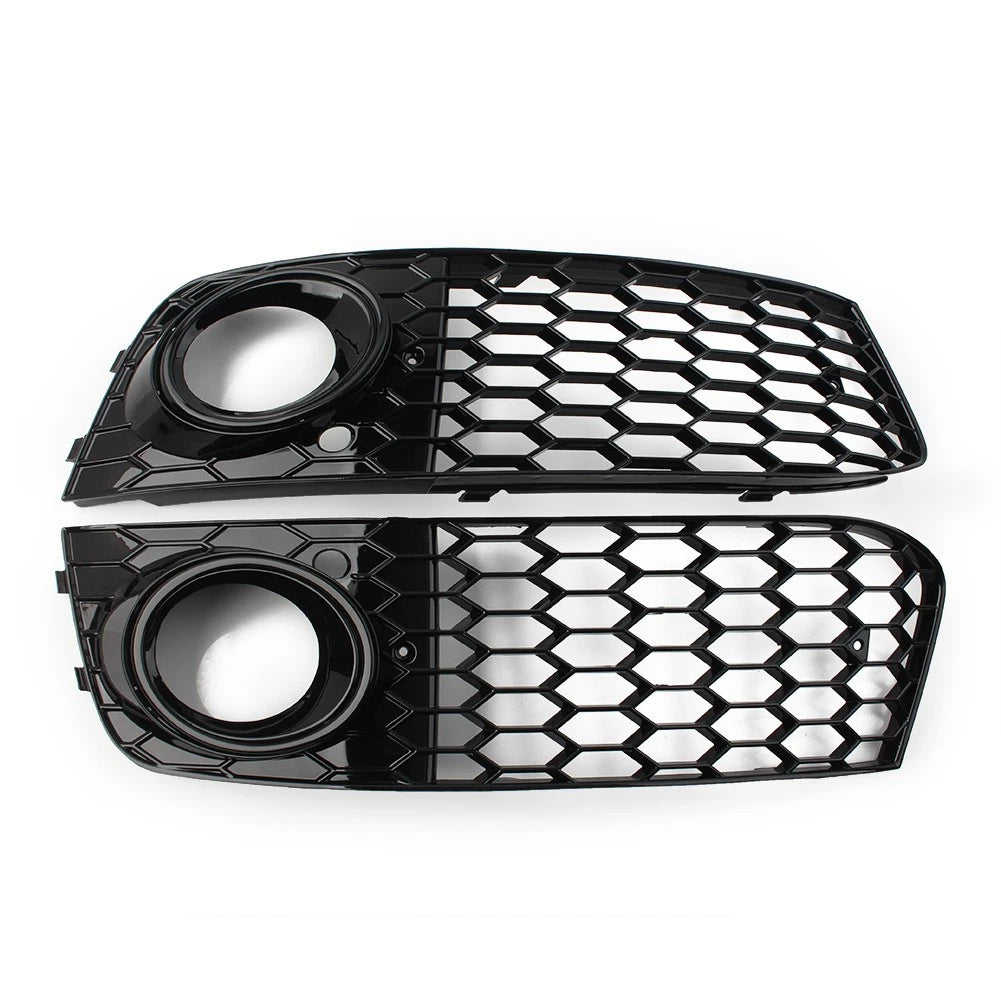 2X Front Fog Light Grille Cover for Audi A4 B8 (2009–2012) Black Honeycomb Mesh