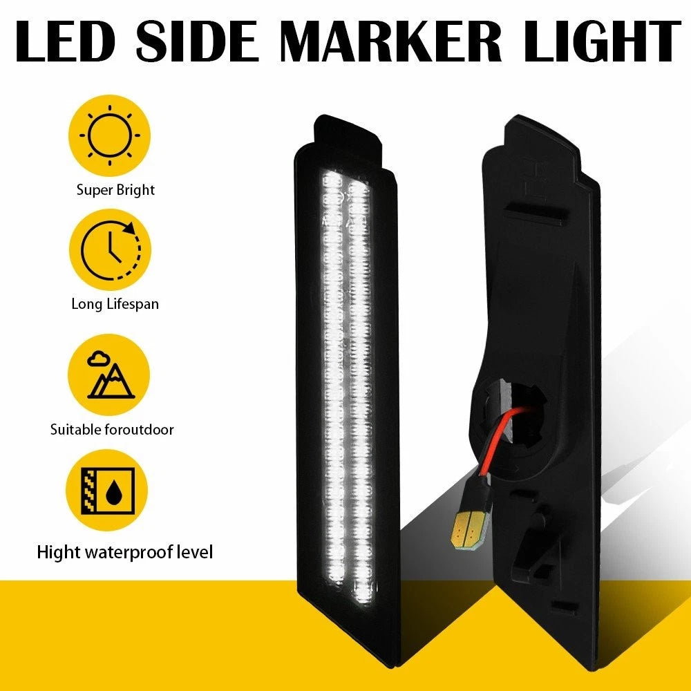 2X Smoked White LED Bumper Side Marker Lights for Chevy Camaro (2010–2015)
