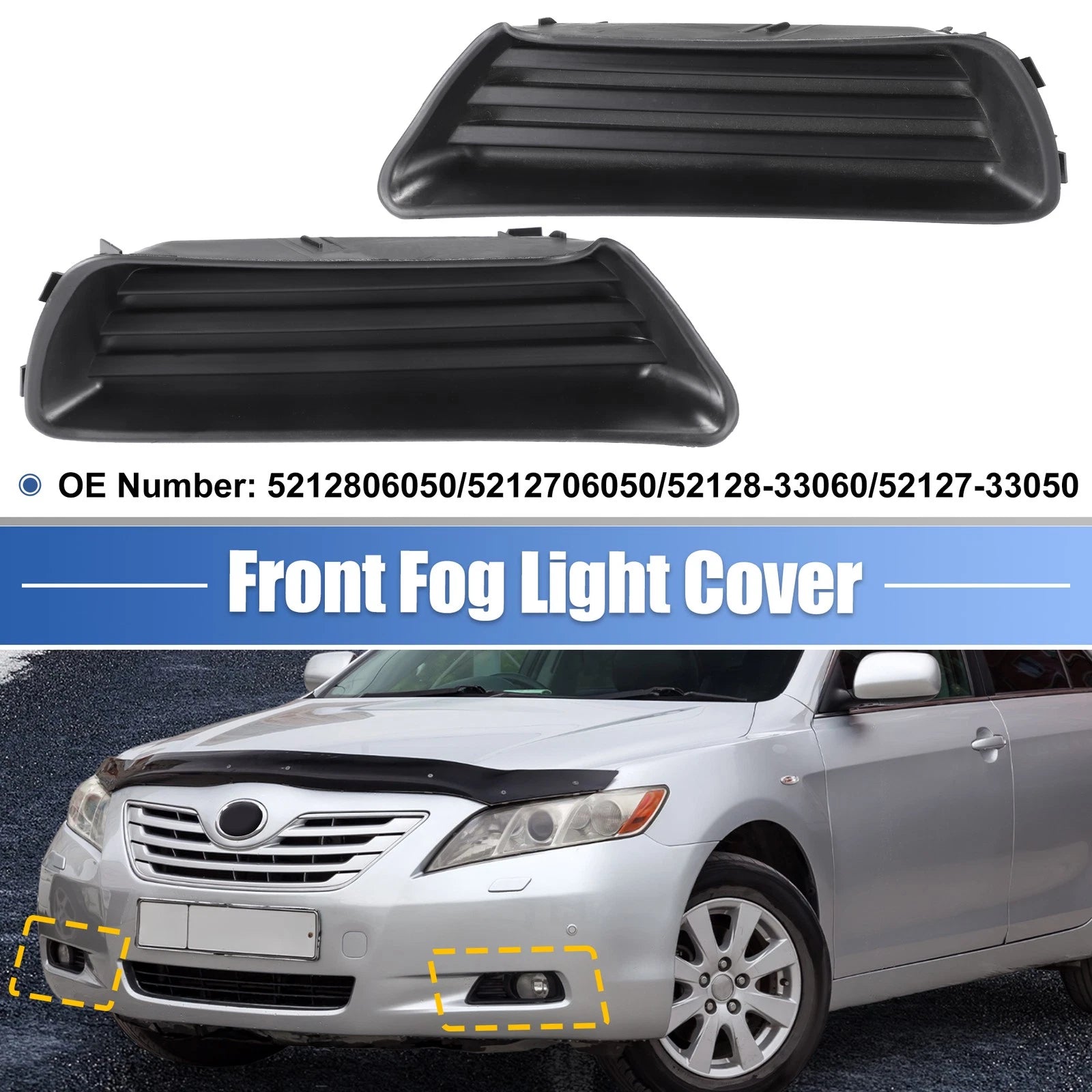 1 Pair Fog Light Cover No. 5212806050/5212706050 for Toyota Camry (2007–2009)