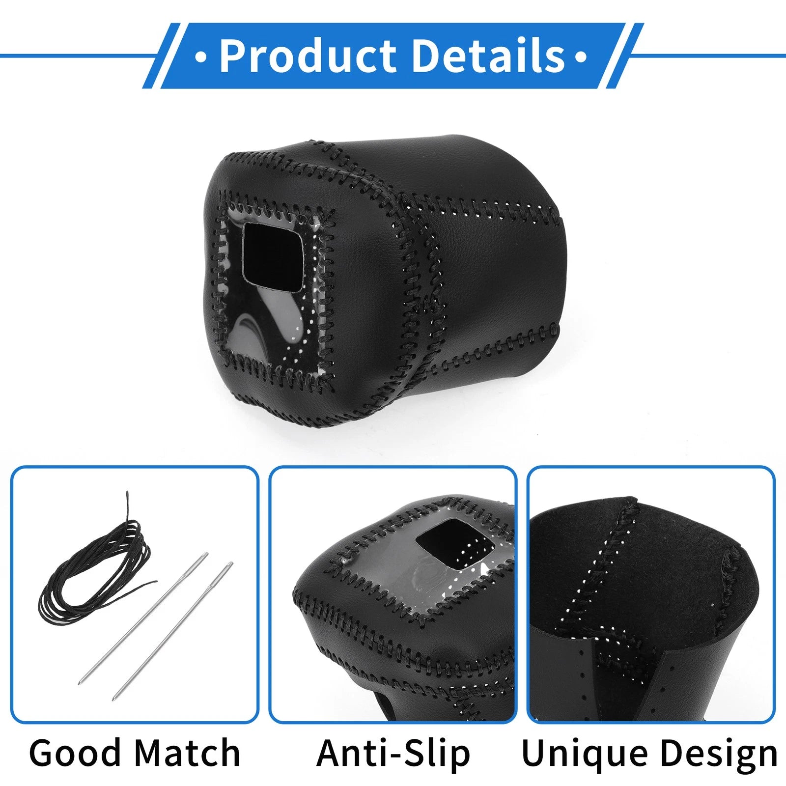 Set of 1 Gear Shift Knob Cover for Nissan Rogue (2021–2024) Black Faux Leather