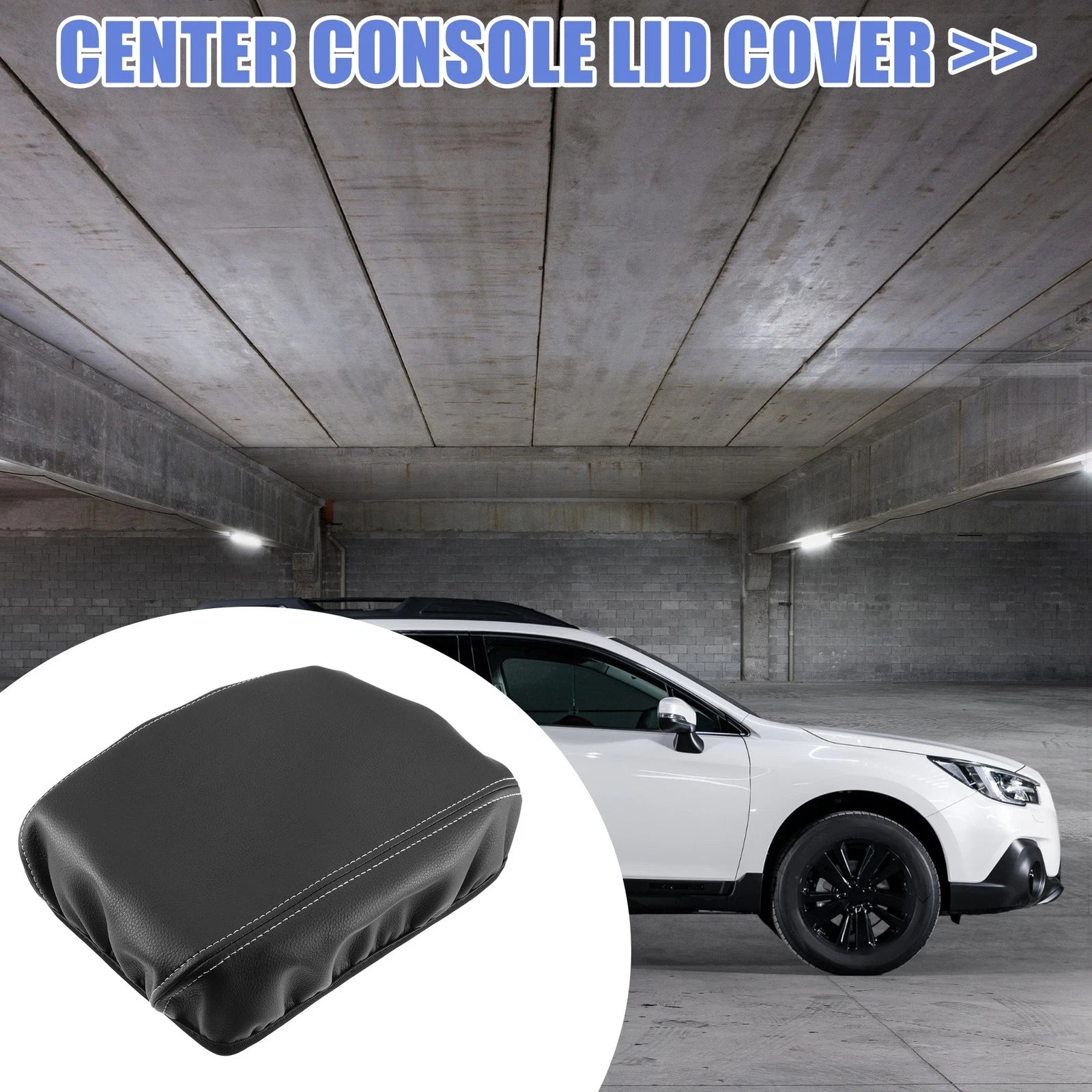 Center Console Armrest Cover for Subaru Outback (2015–2023) Faux Leather Gray Black