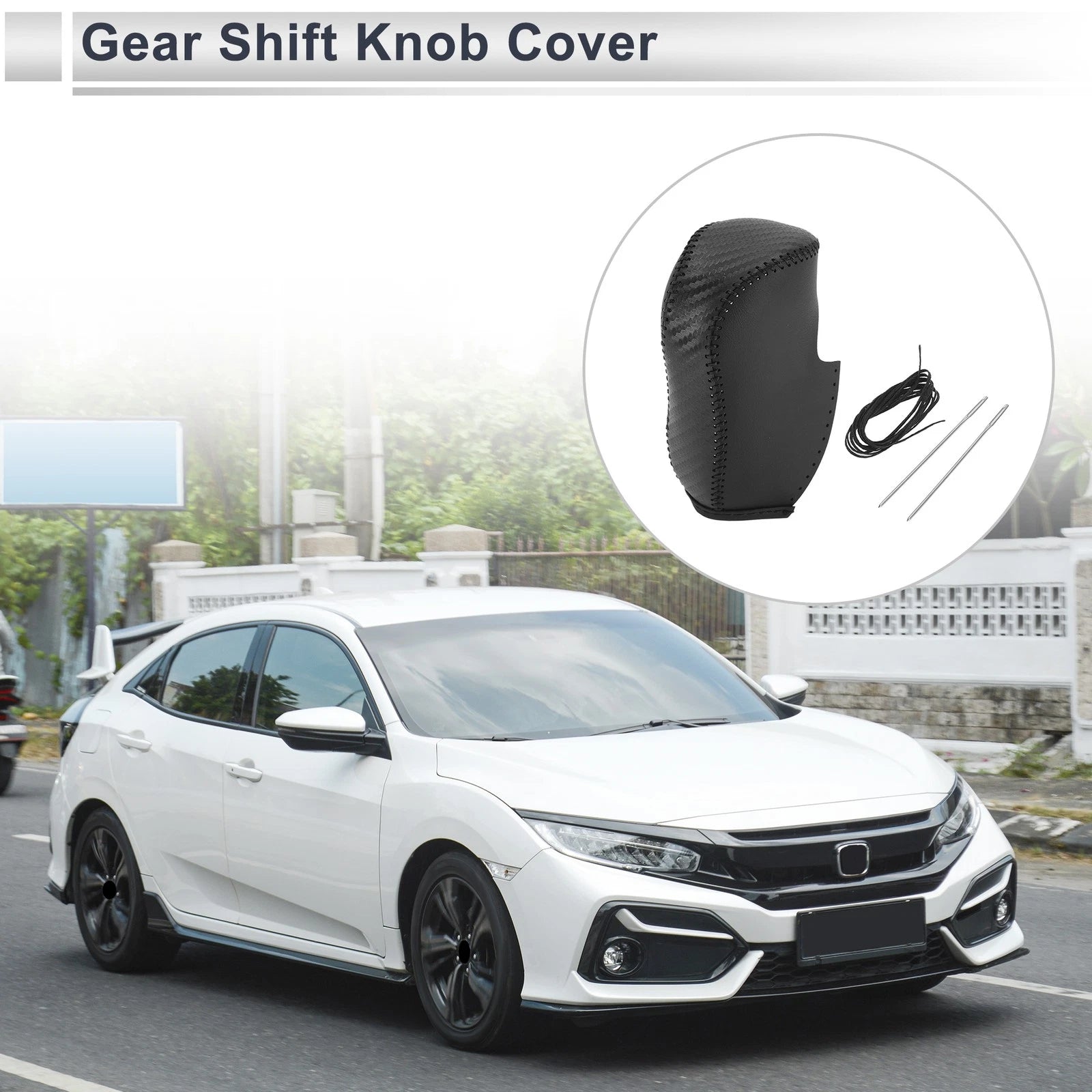 1 Pc Gear Shift Knob Cover for Honda Civic (2012–2014) Black Faux Leather