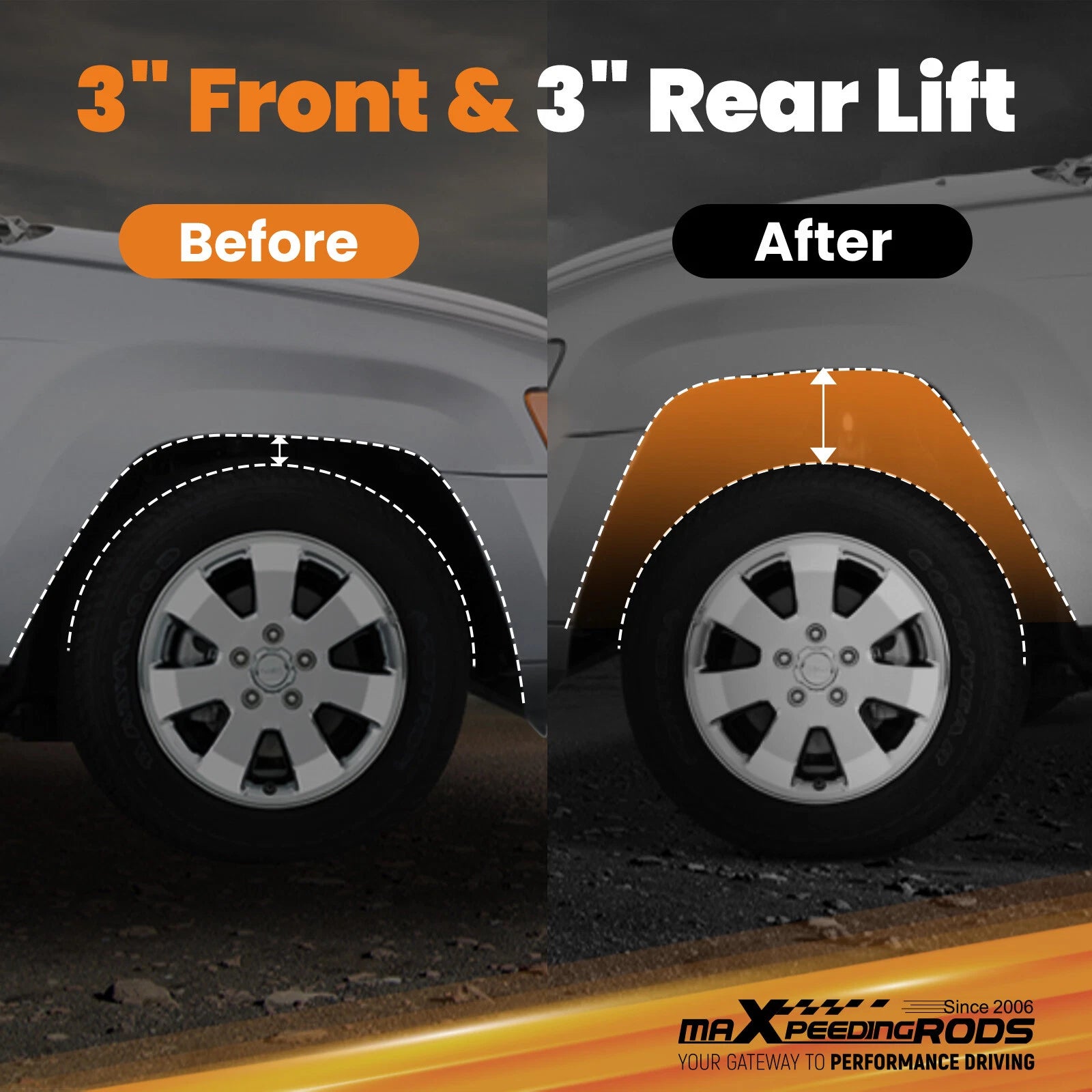 3 Inch Body Lift Kit for Chevy Silverado GMC Sierra 1500 (2007-2013)
