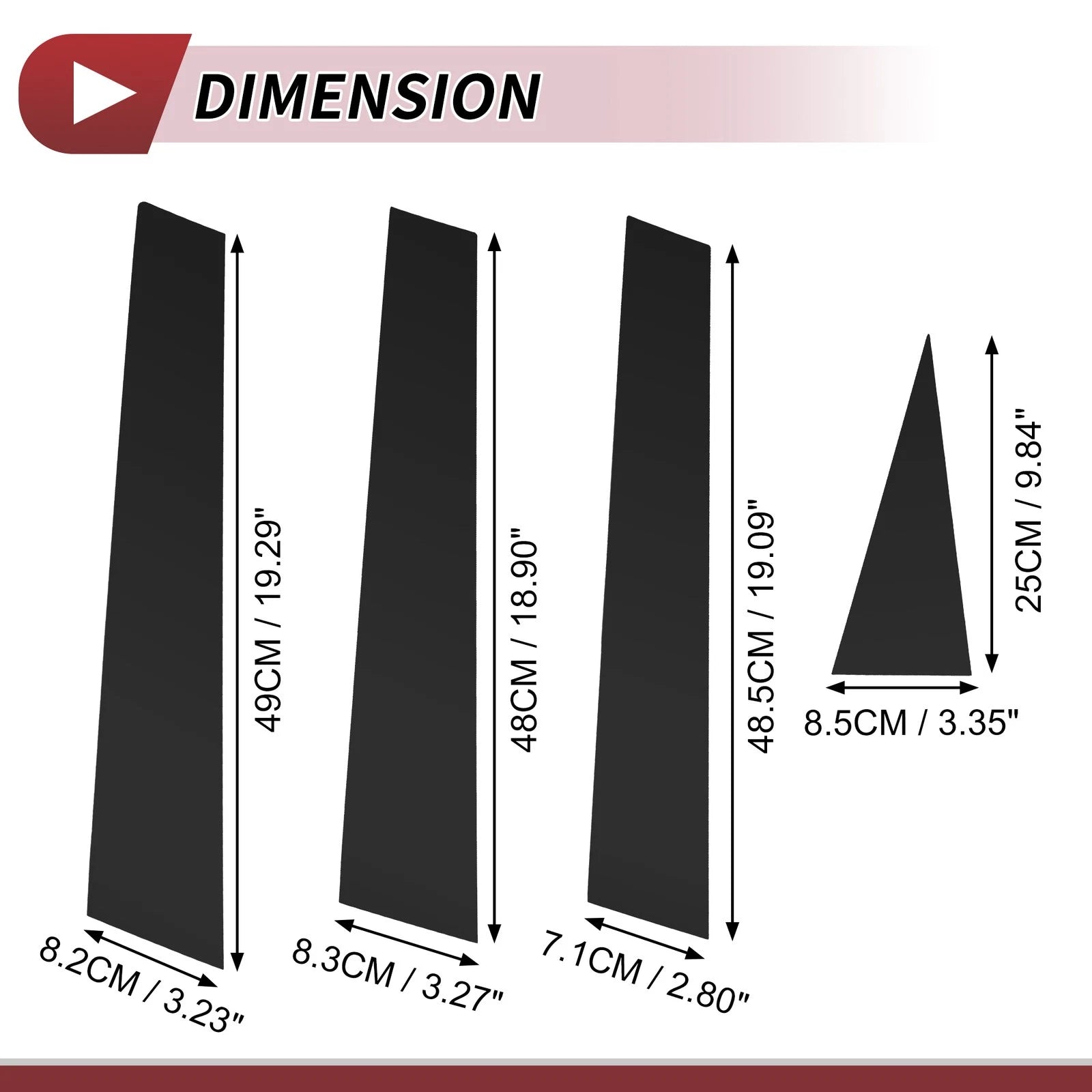 Set of 8 Door Pillar Window Trim for Nissan Rogue (2008–2013) Black