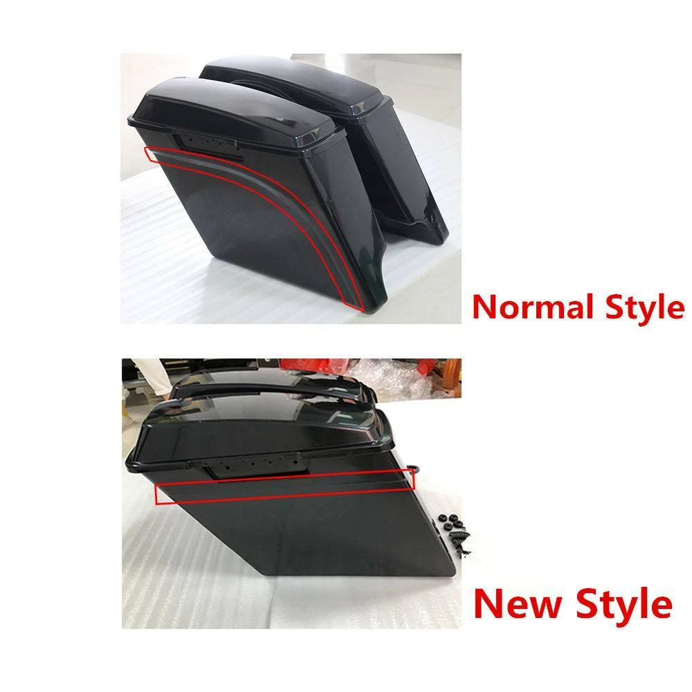 5" Stretched Extended Hard Saddle Bags for Harley Touring (Unpainted)