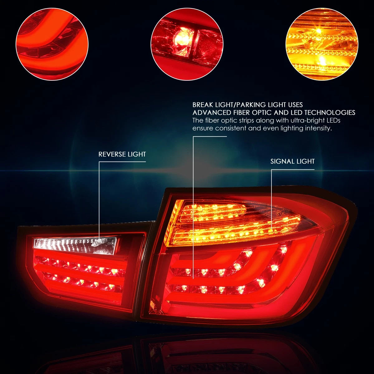 3D LED Streak Tail Light Brake/Reverse Lamp for BMW 3-Series F30 (2013–2015)