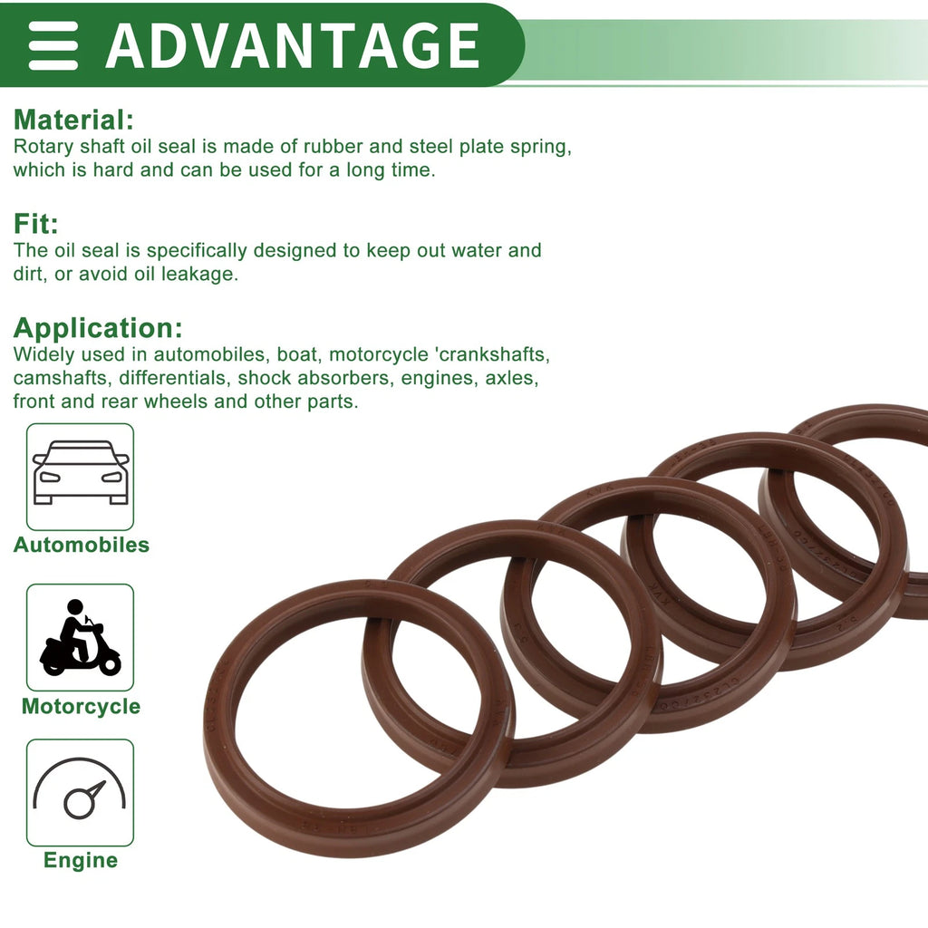 Set of 5 Oil Seal Rotary Shaft Seal FKM Rubber 38x46x5.5mm
