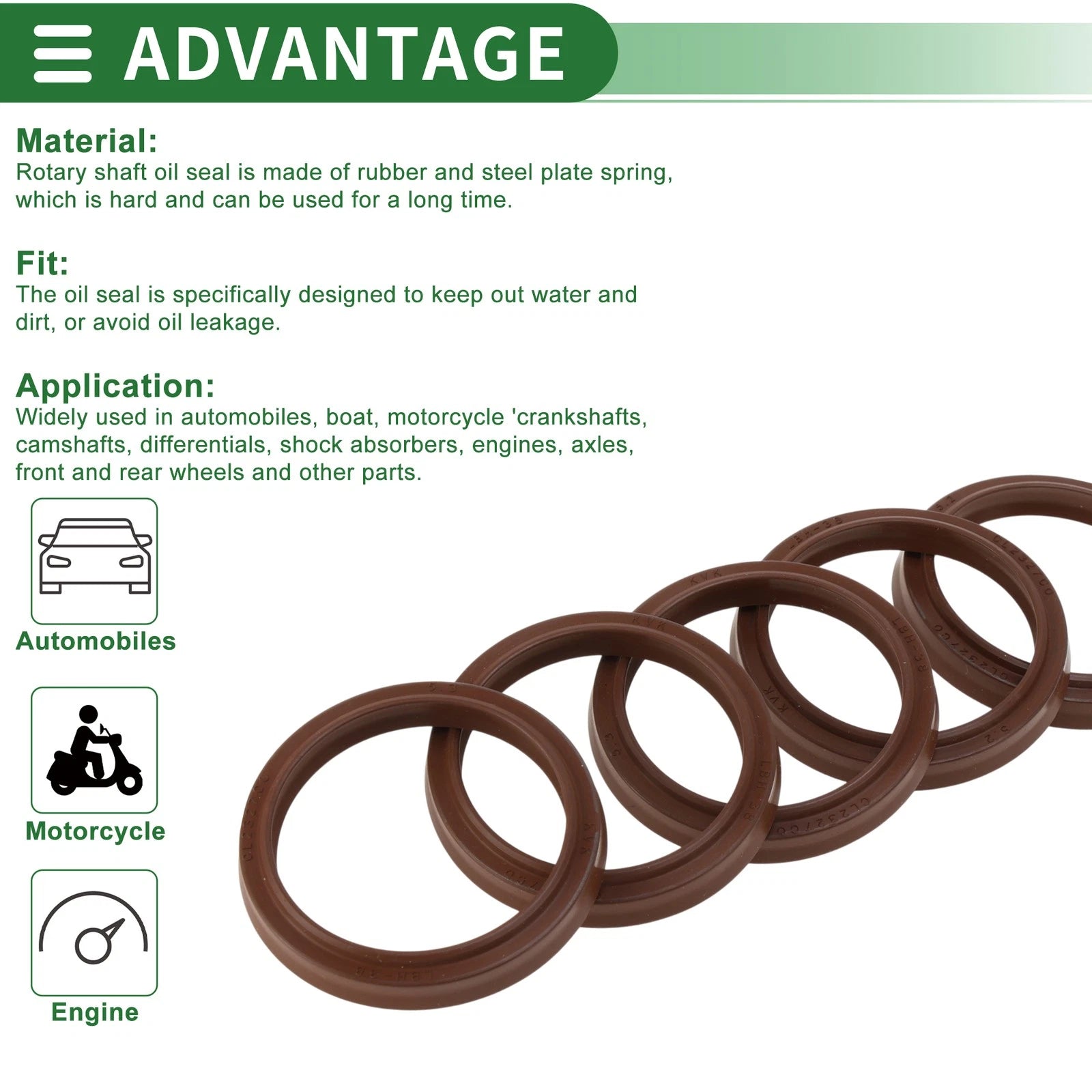 Set of 5 Oil Seal Rotary Shaft Seal FKM Rubber 38x46x5.5mm