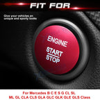 Red Alloy Engine Start/Stop Push Button Decor Cover for Mercedes-Benz GLA GLC (2015-2019)