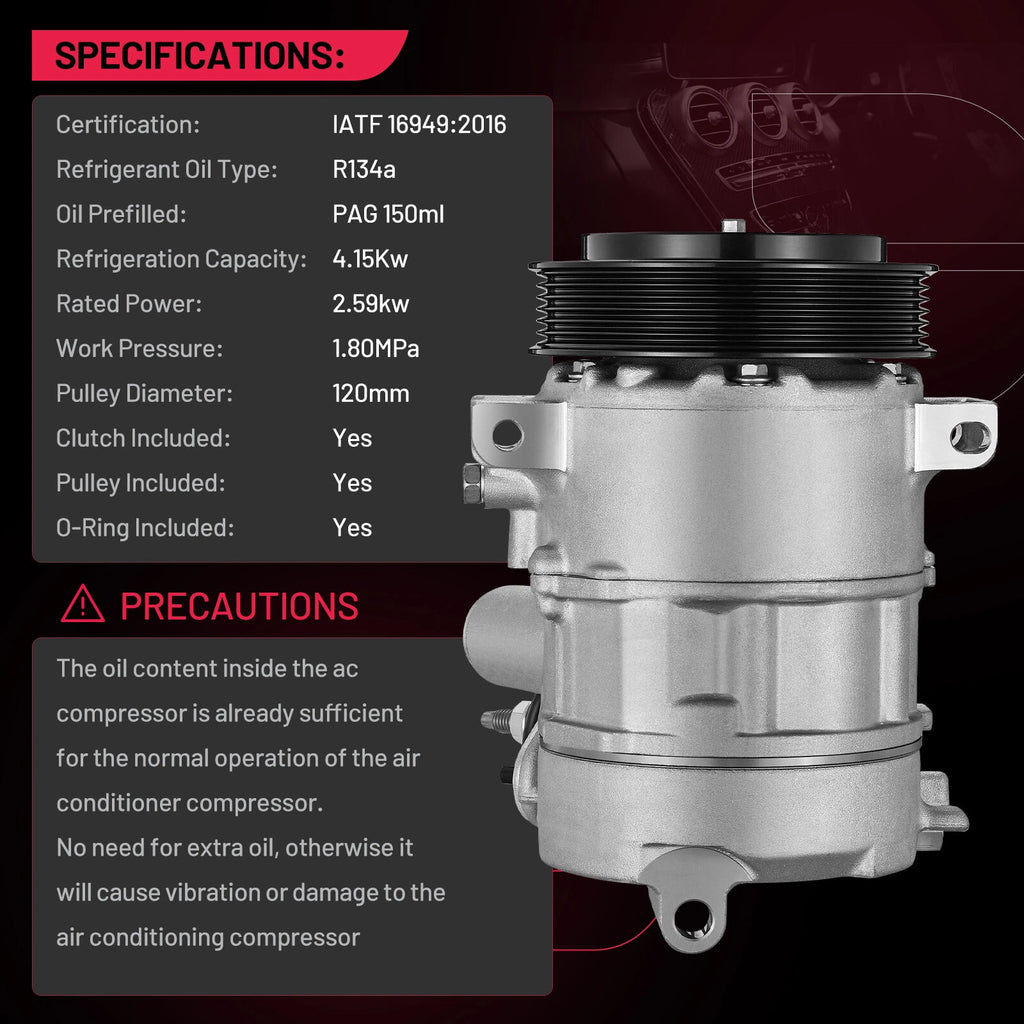 A/C AC Compressor with Clutch for Dodge Caliber and Jeep Compass 2009-2017